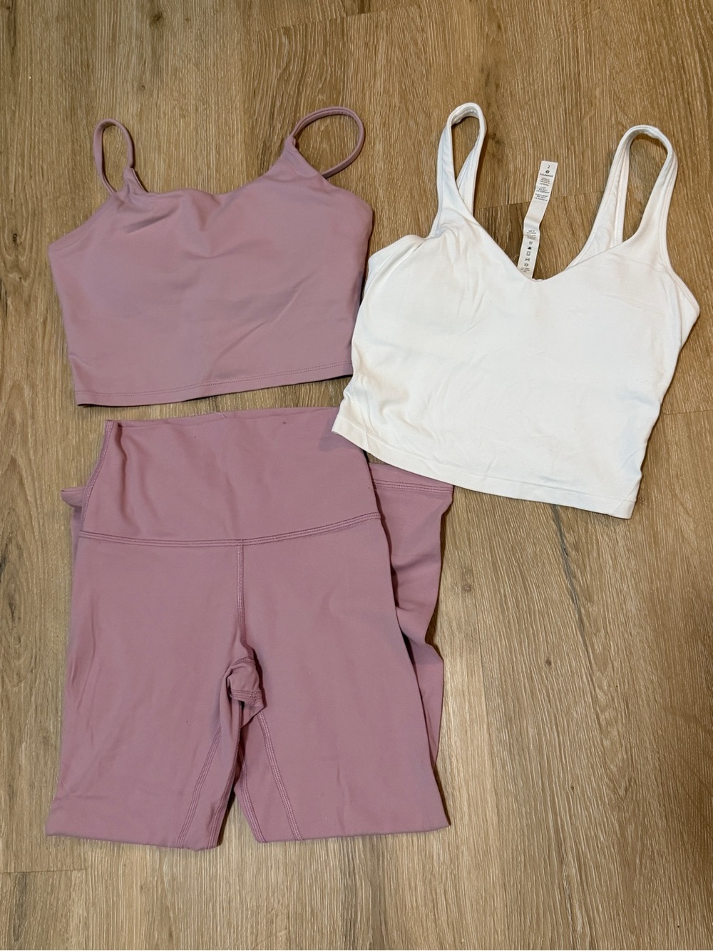 Women’s Lululemon Cropped Tanks & Align Leggings Set - Mauve and White